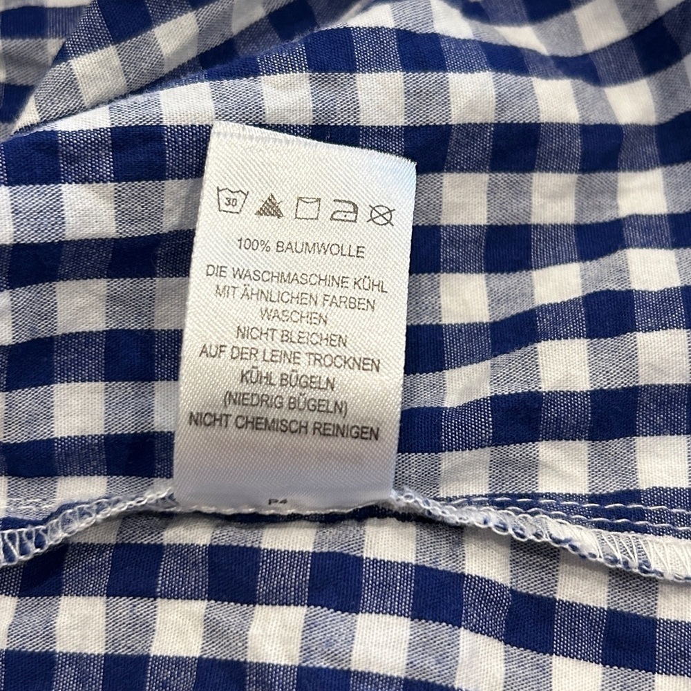 Dalia Sleeveless Cotton Blouse Size Large Blue & White Checks - Picture 7 of 8